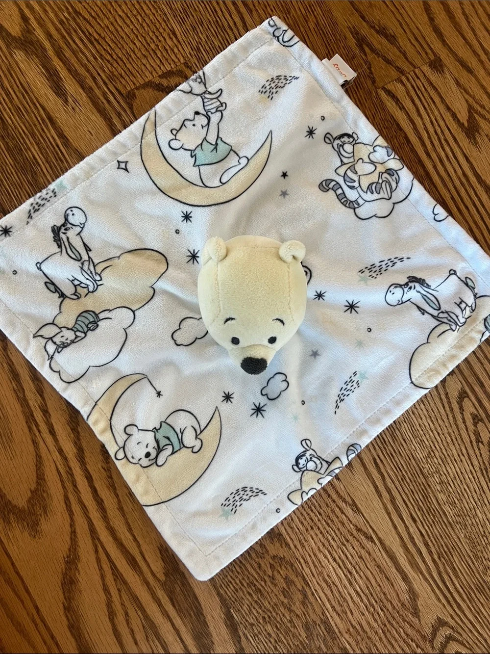 Disney Winnie the Pooh Cream and Light Blue Plush Lovey Blanket
